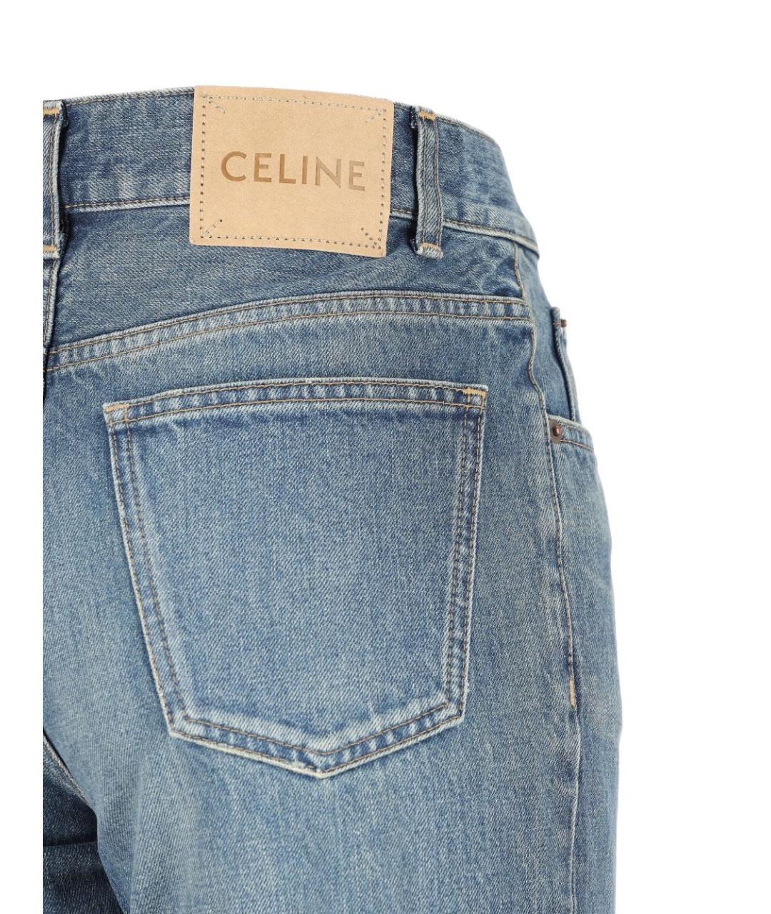 CELINE Голубые хлопковые прямые джинсы, фото 3