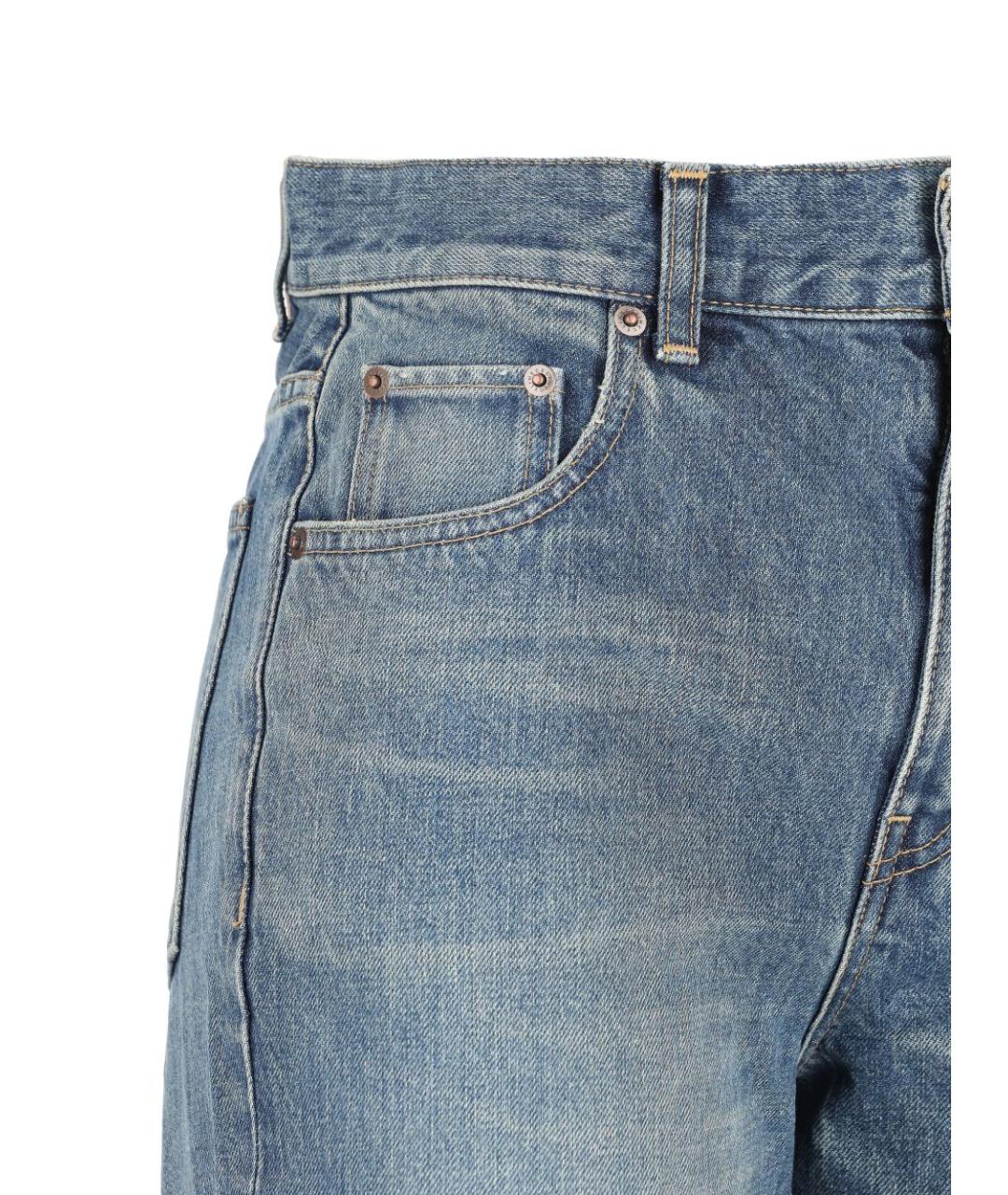 CELINE Голубые хлопковые прямые джинсы, фото 2