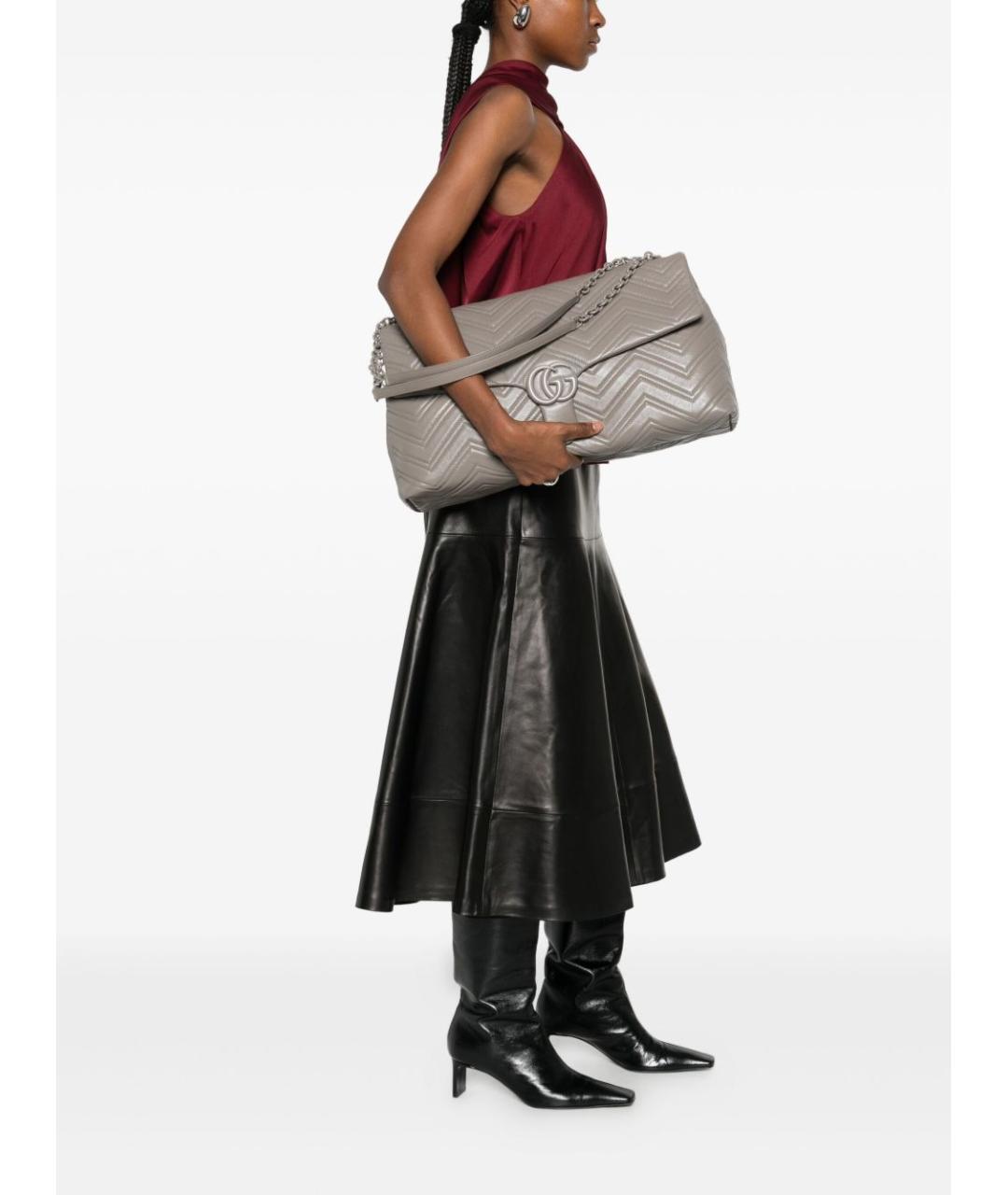GUCCI Серая кожаная сумка через плечо, фото 3