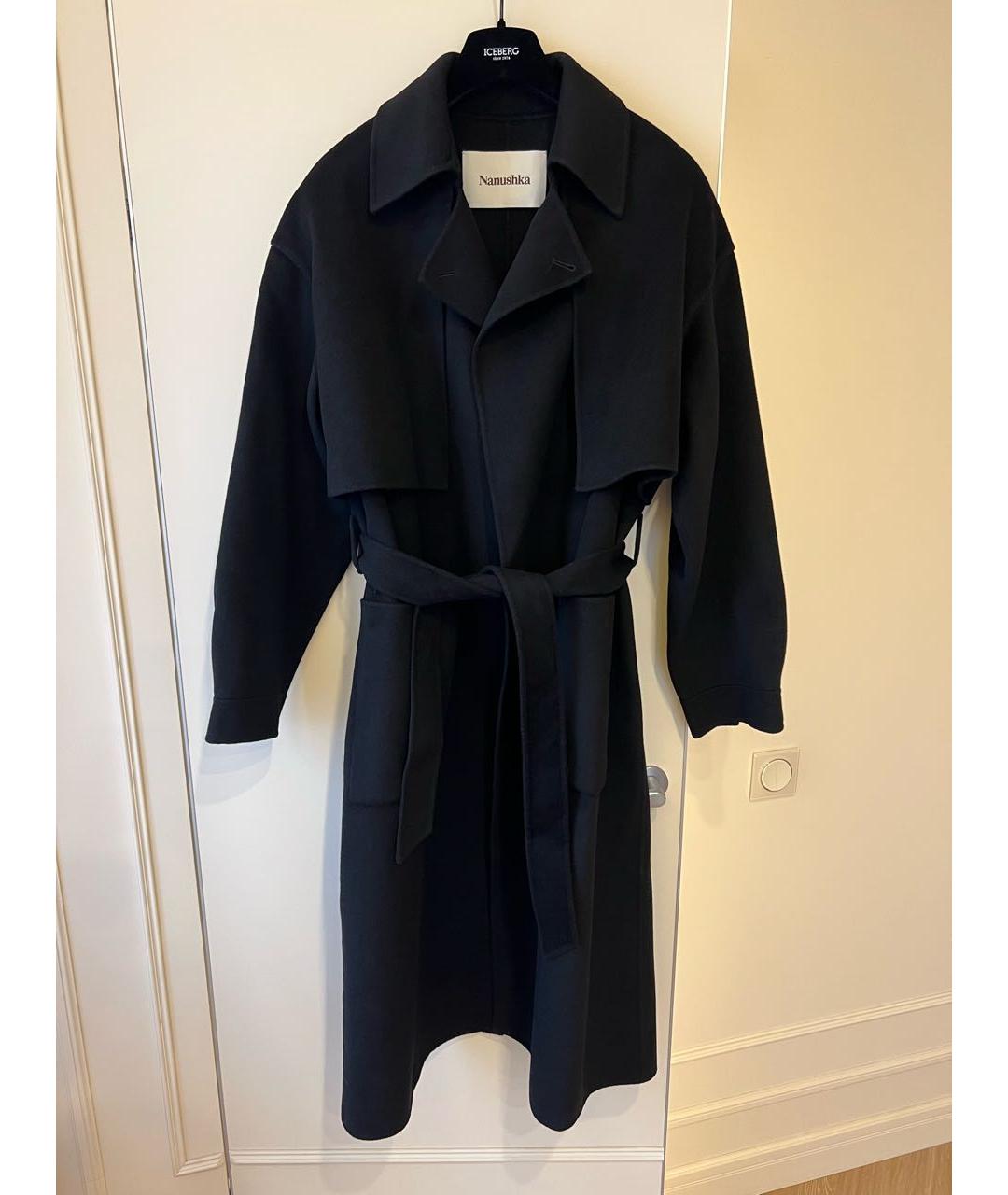 NANUSHKA Черное шерстяное пальто, фото 7