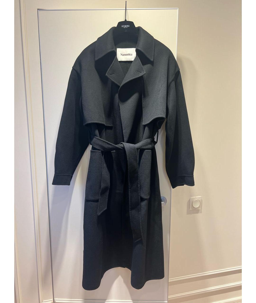 NANUSHKA Черное шерстяное пальто, фото 5