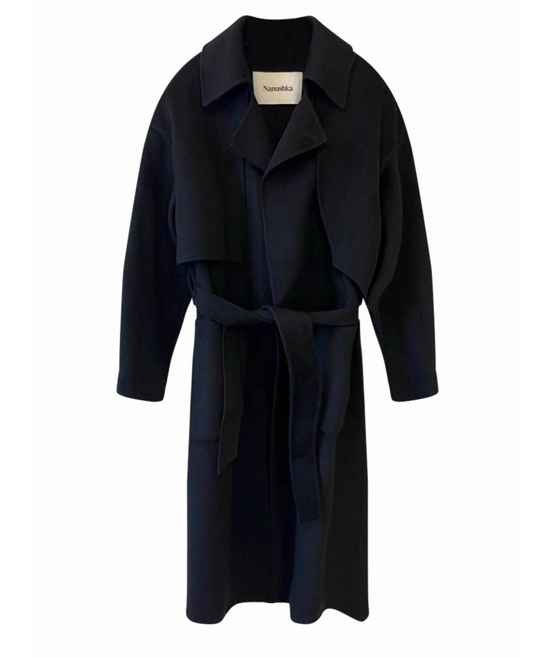 NANUSHKA Черное шерстяное пальто, фото 1