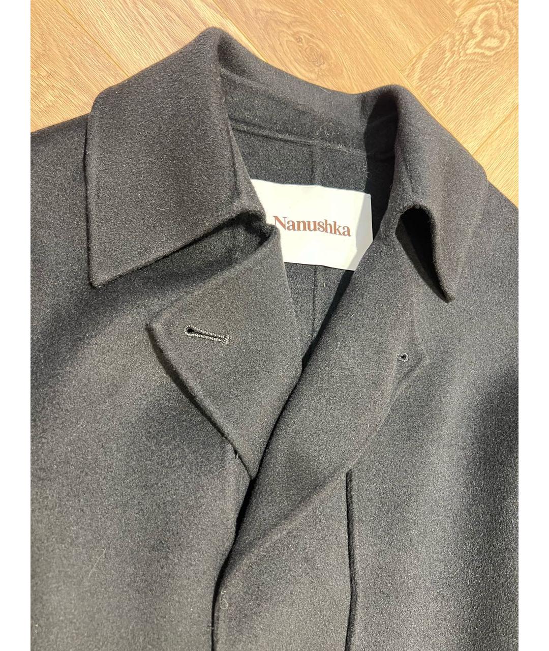 NANUSHKA Черное шерстяное пальто, фото 3