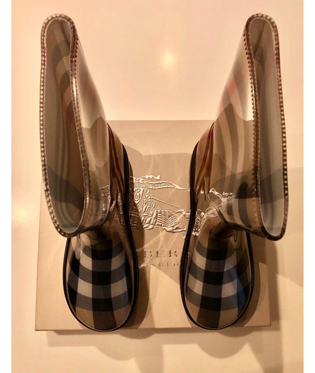 BURBERRY Коричневые резиновые сапоги, фото 2