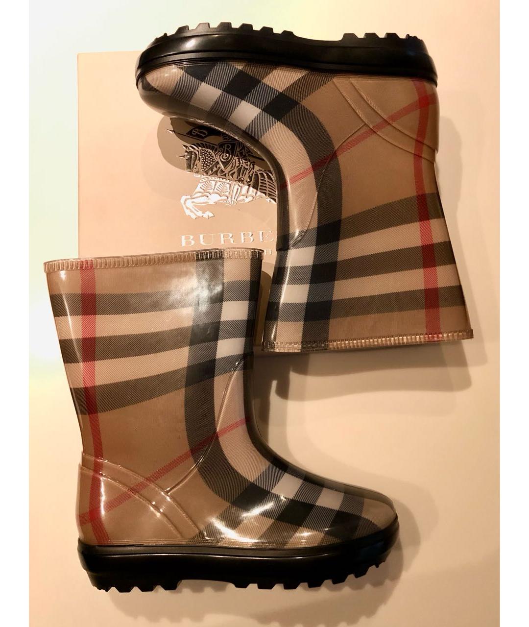 BURBERRY Коричневые резиновые сапоги, фото 8