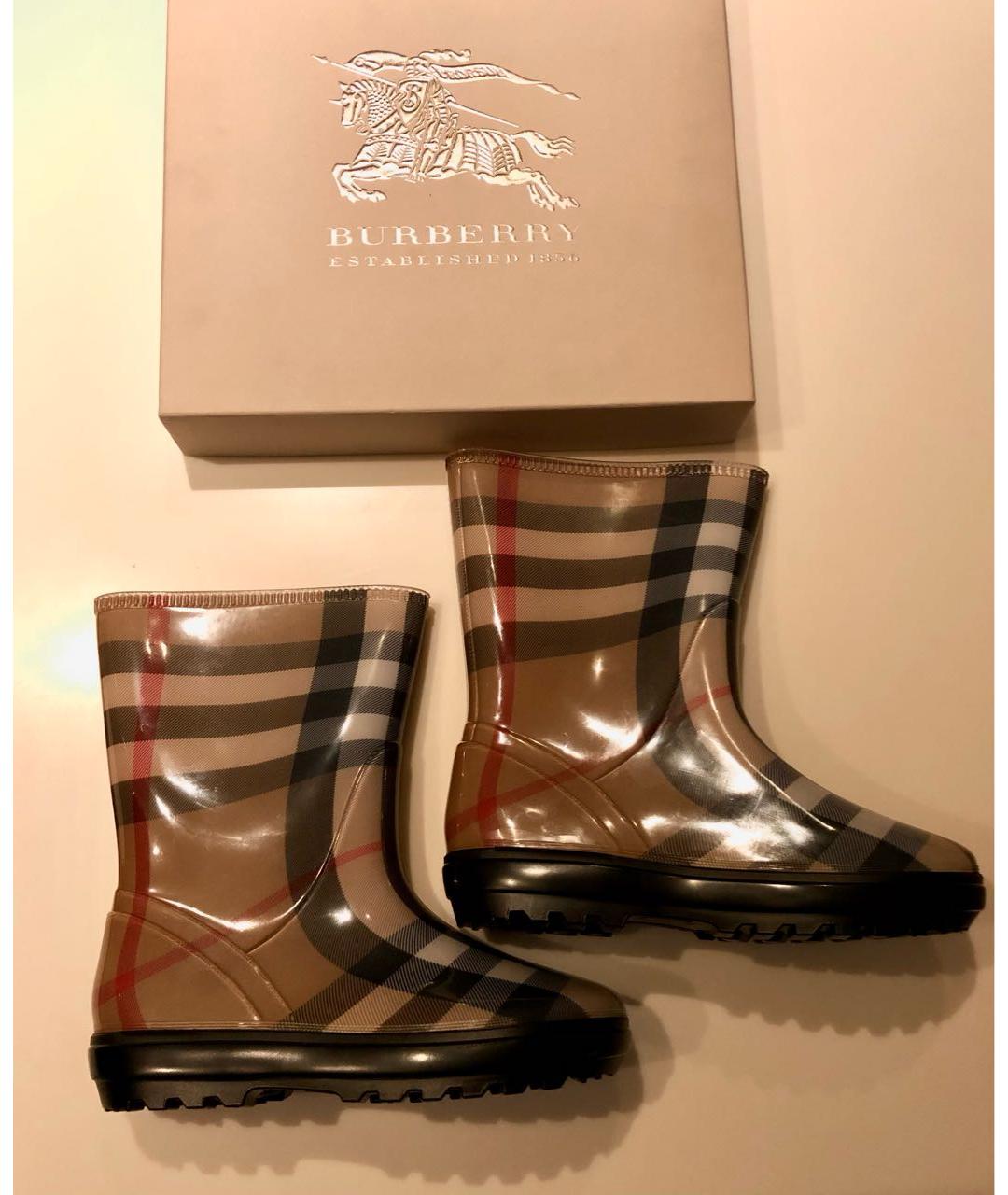 BURBERRY Коричневые резиновые сапоги, фото 3