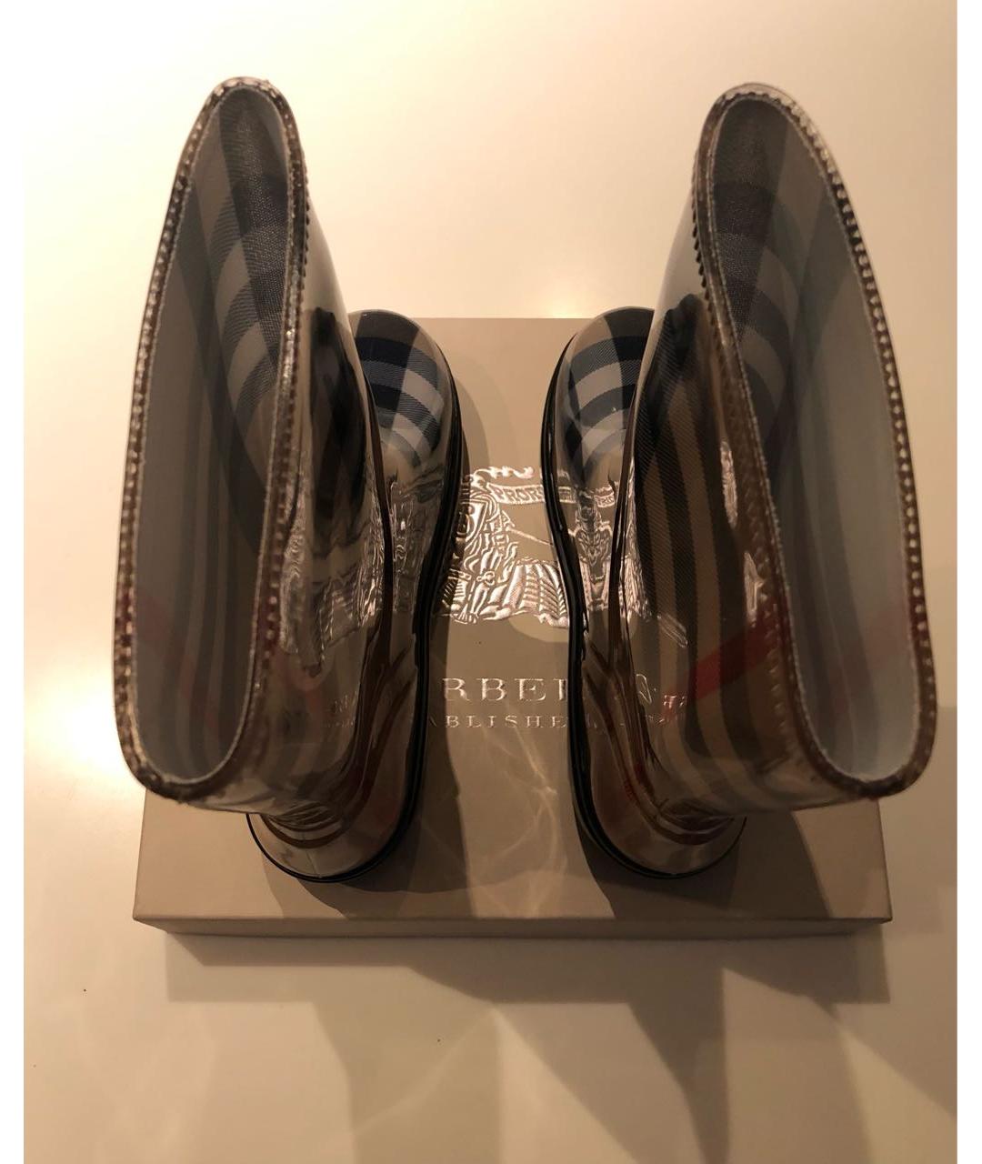 BURBERRY Коричневые резиновые сапоги, фото 4
