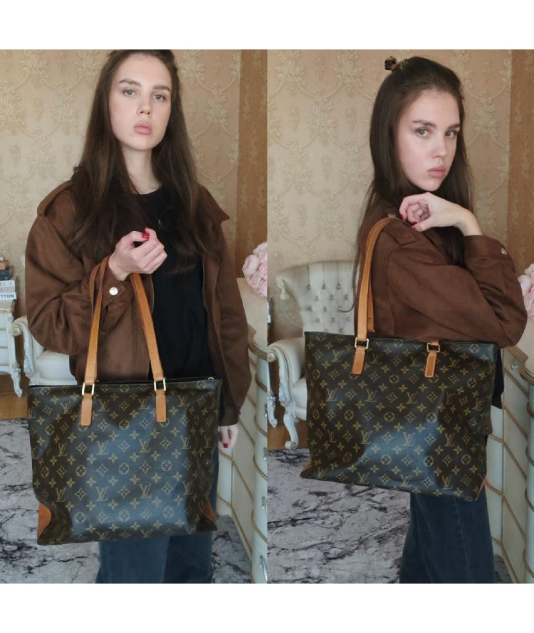 LOUIS VUITTON Коричневая кожаная сумка с короткими ручками, фото 4