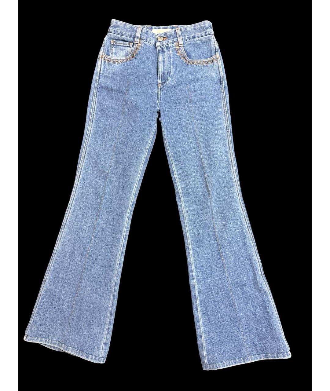 CHLOE Голубые хлопковые джинсы клеш, фото 5