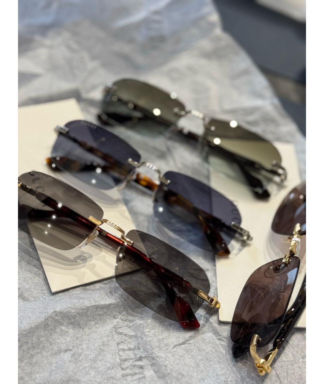 GUCCI Черные металлические солнцезащитные очки, фото 4