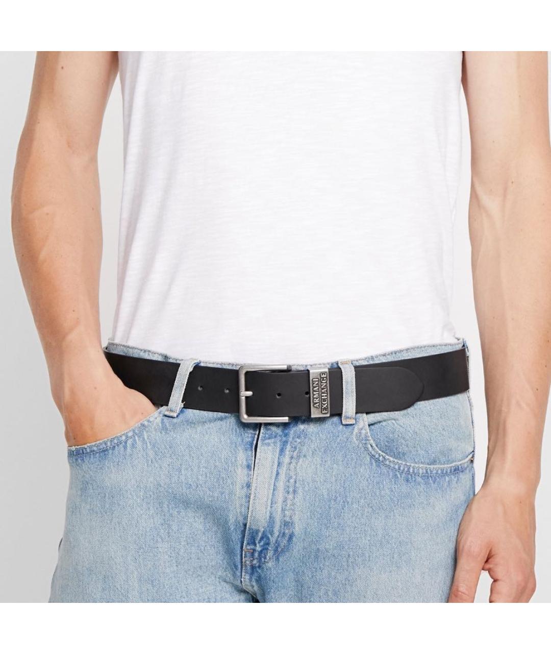 ARMANI EXCHANGE Черный кожаный ремень, фото 4