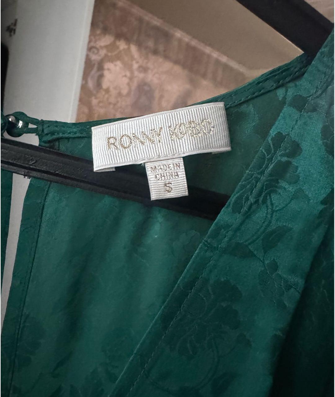 SANDRO Зеленые шелковое коктейльное платье, фото 4