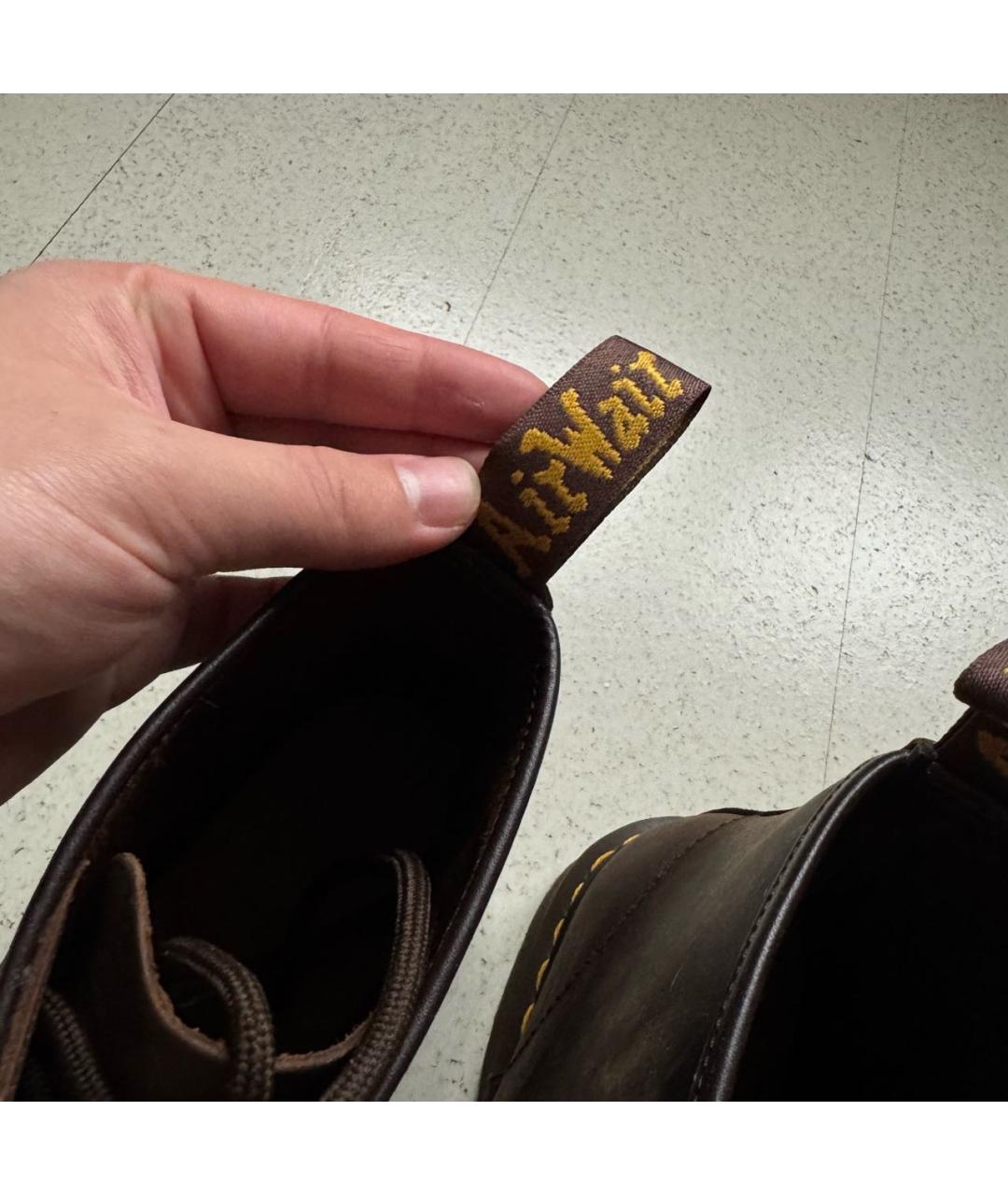 DR. MARTENS Коричневые низкие ботинки из искусственной кожи, фото 2