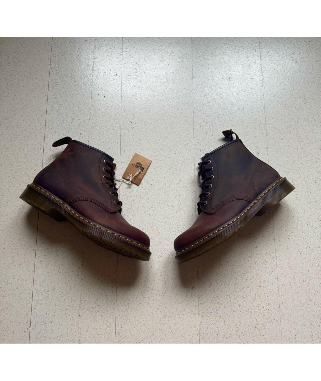 DR. MARTENS Коричневые низкие ботинки из искусственной кожи, фото 8