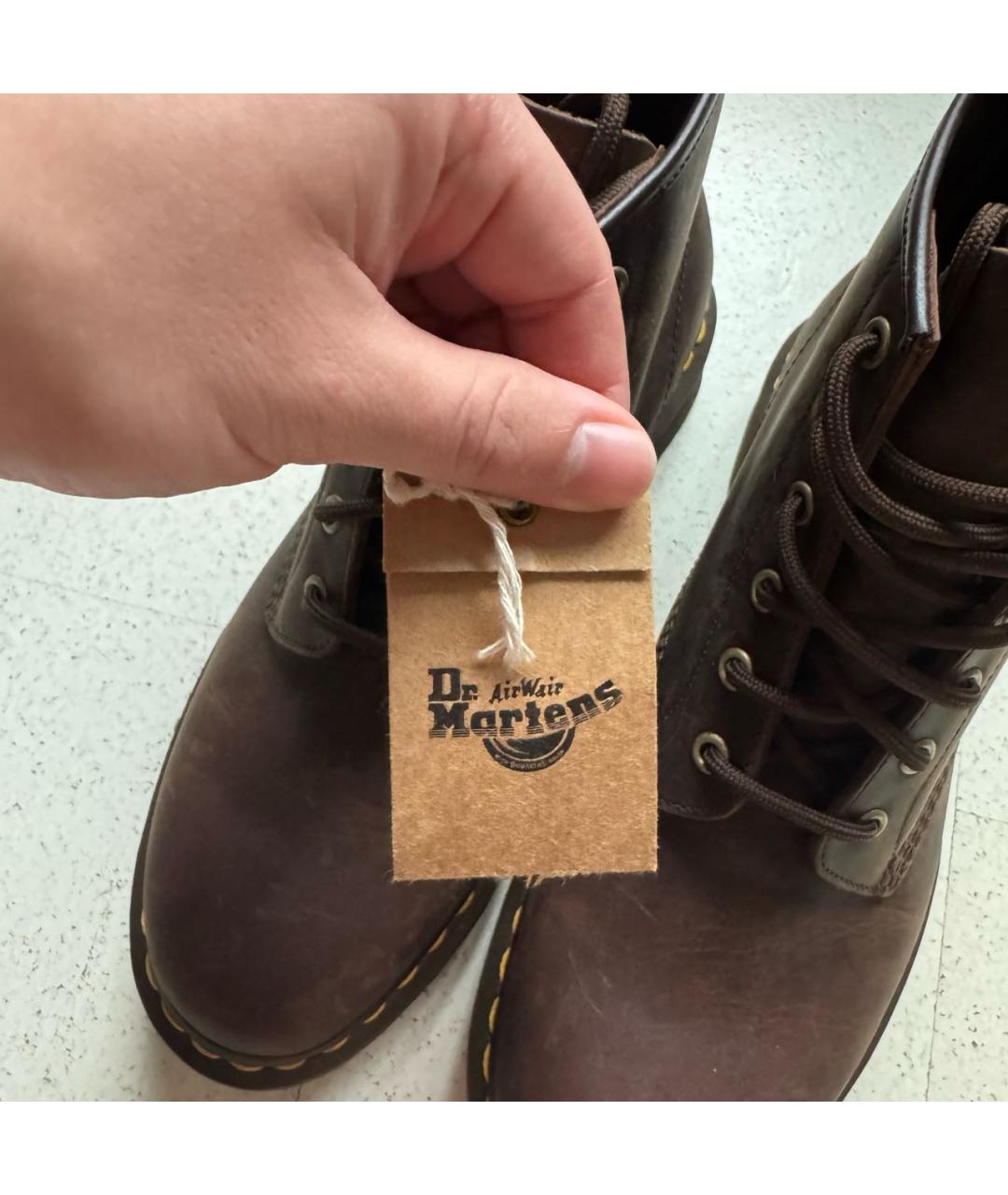 DR. MARTENS Коричневые низкие ботинки из искусственной кожи, фото 3