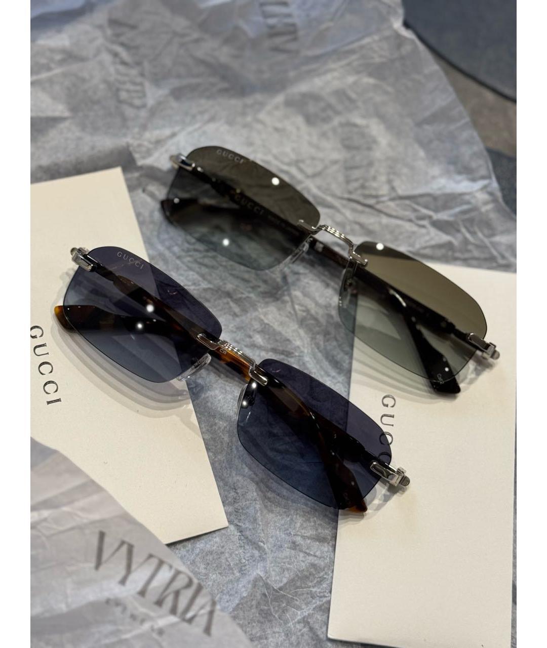 GUCCI Черные металлические солнцезащитные очки, фото 2