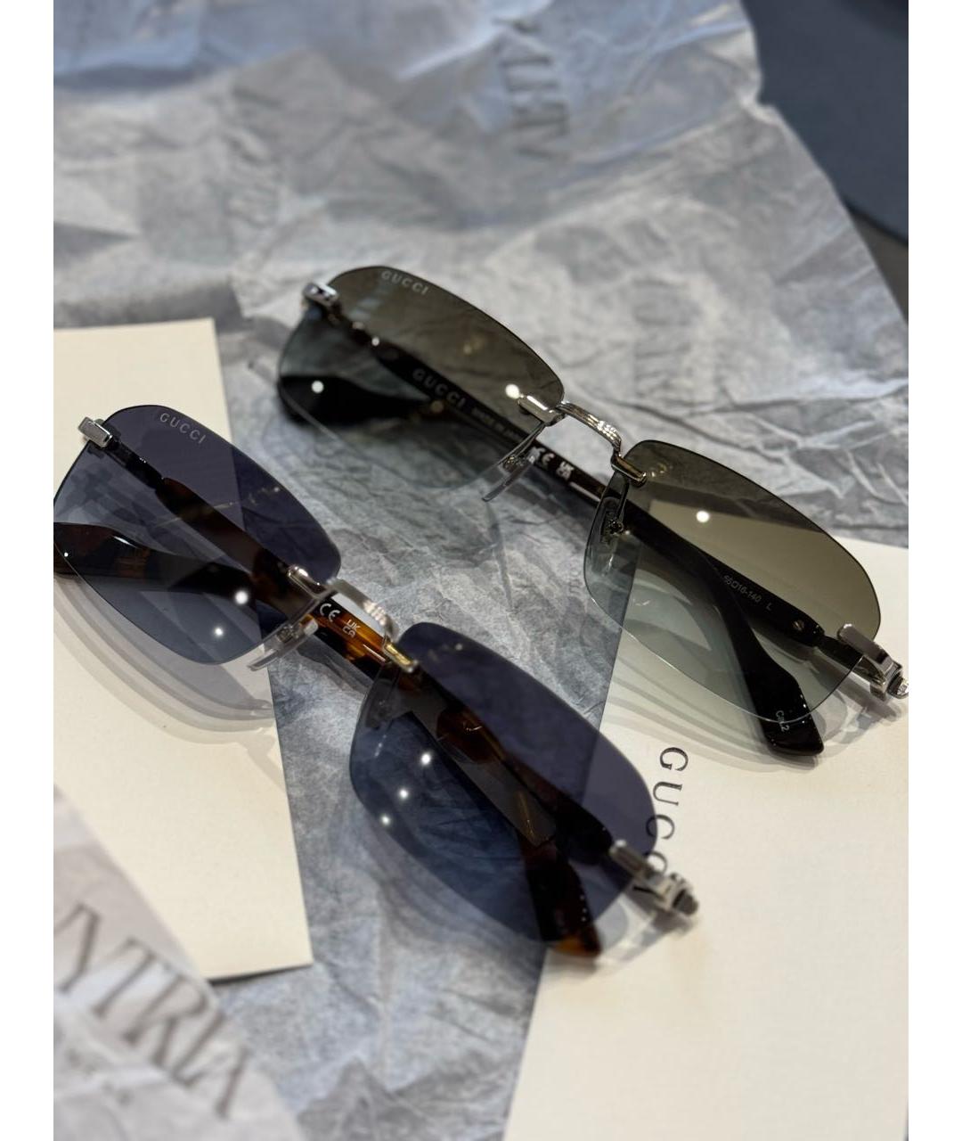 GUCCI Черные металлические солнцезащитные очки, фото 4