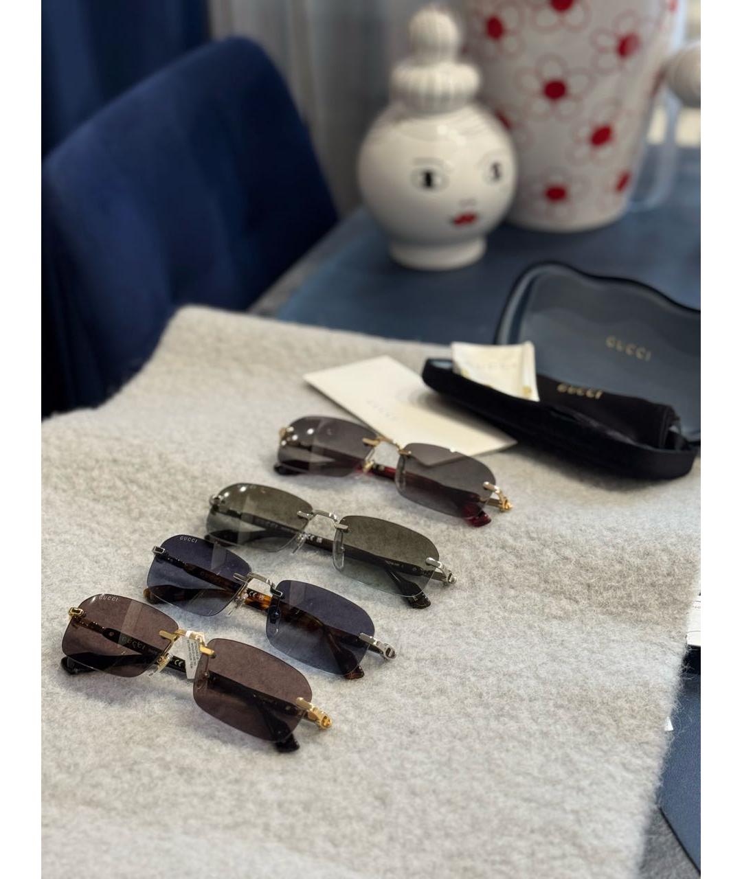 GUCCI Черные металлические солнцезащитные очки, фото 4