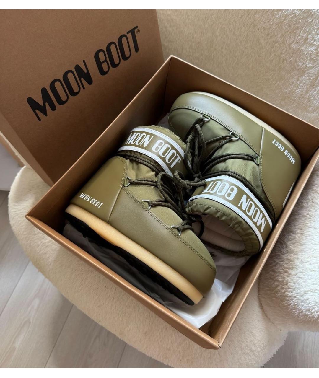 MOON BOOT Хаки текстильные ботинки, фото 3