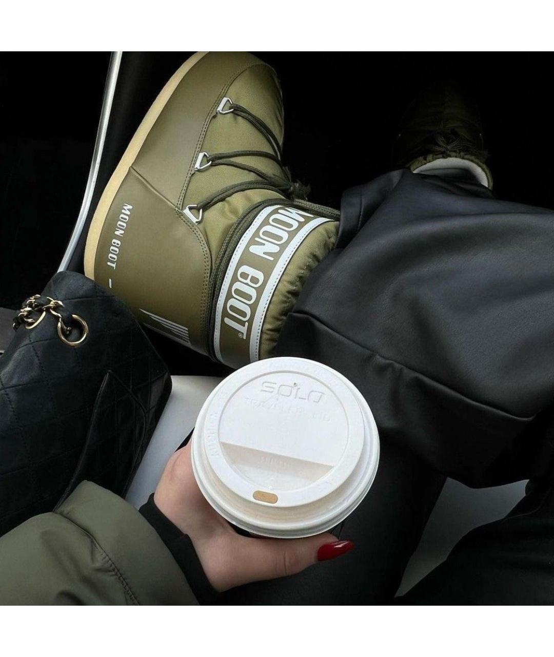 MOON BOOT Хаки текстильные ботинки, фото 4