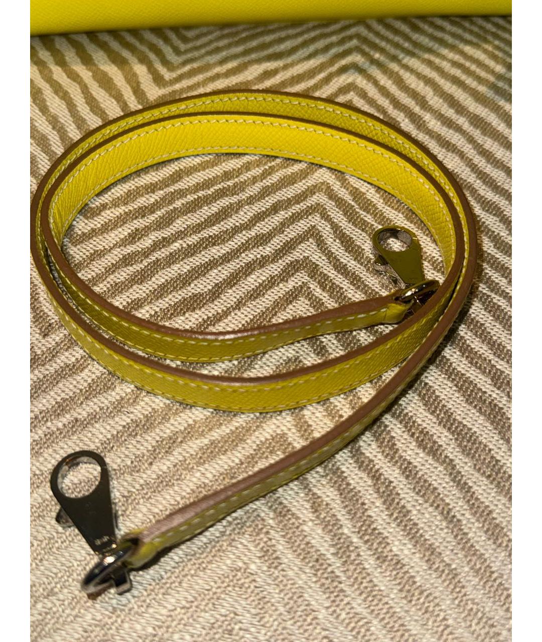HERMES Желтая кожаная сумка тоут, фото 5