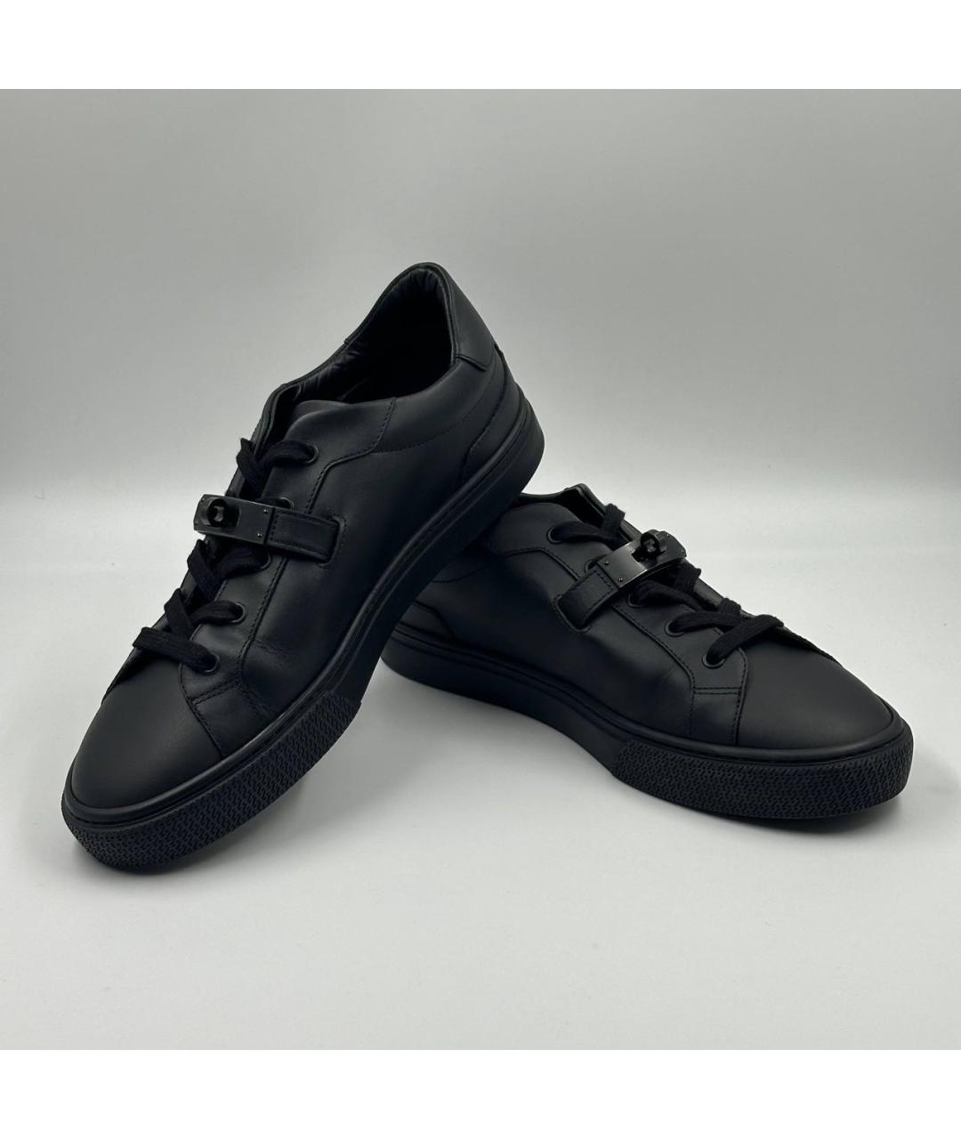 HERMES Черные кожаные низкие кроссовки / кеды, фото 4