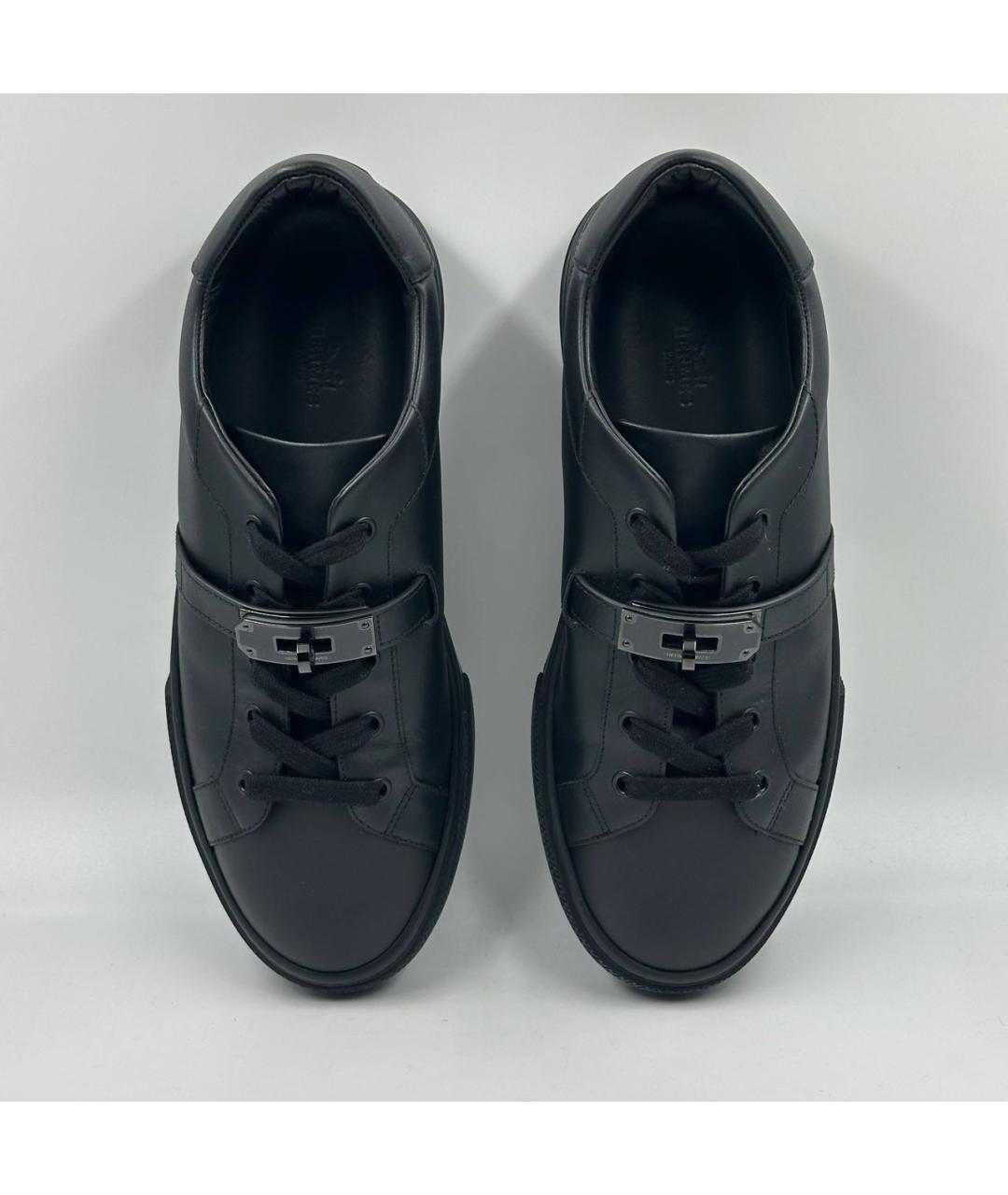 HERMES Черные кожаные низкие кроссовки / кеды, фото 3