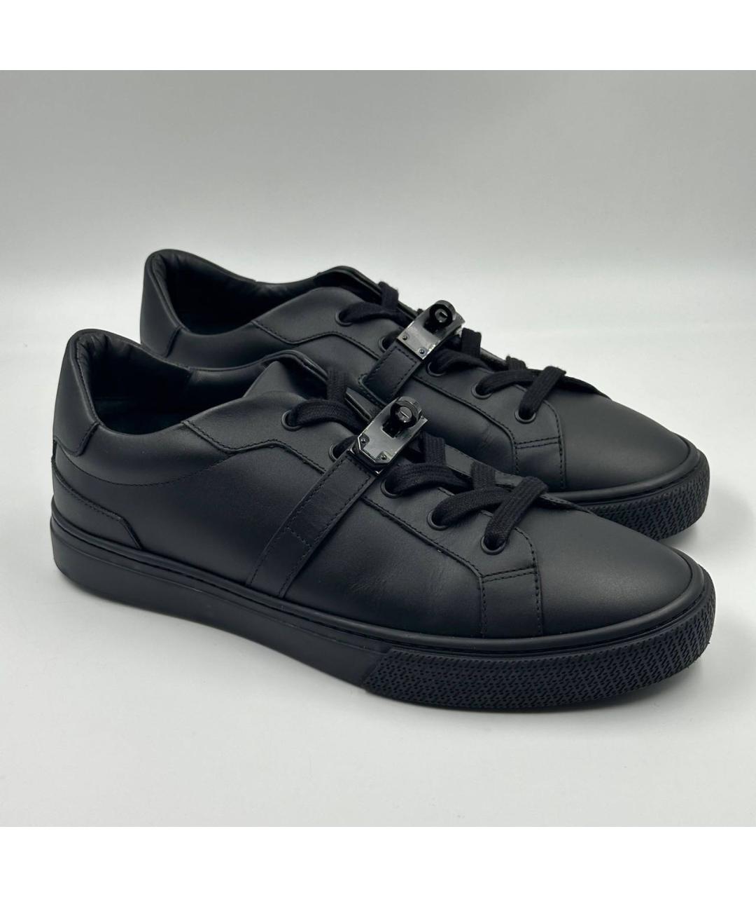 HERMES Черные кожаные низкие кроссовки / кеды, фото 2