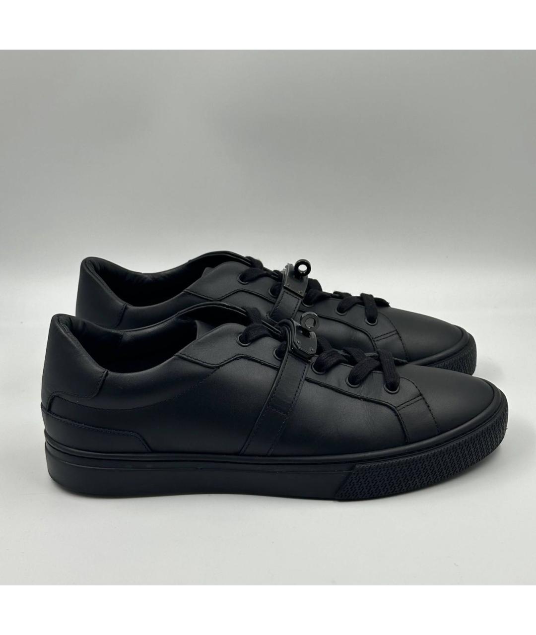HERMES Черные кожаные низкие кроссовки / кеды, фото 6