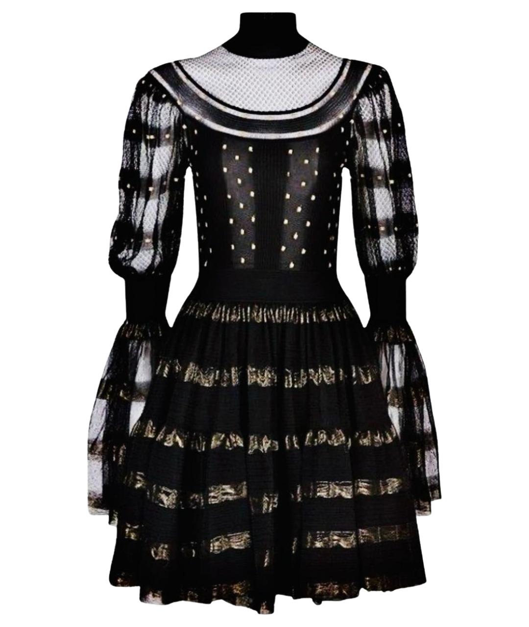 ALEXANDER MCQUEEN Черное шелковое коктейльное платье, фото 1
