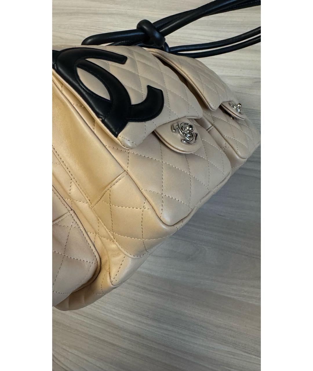CHANEL Бежевая кожаная сумка через плечо, фото 4