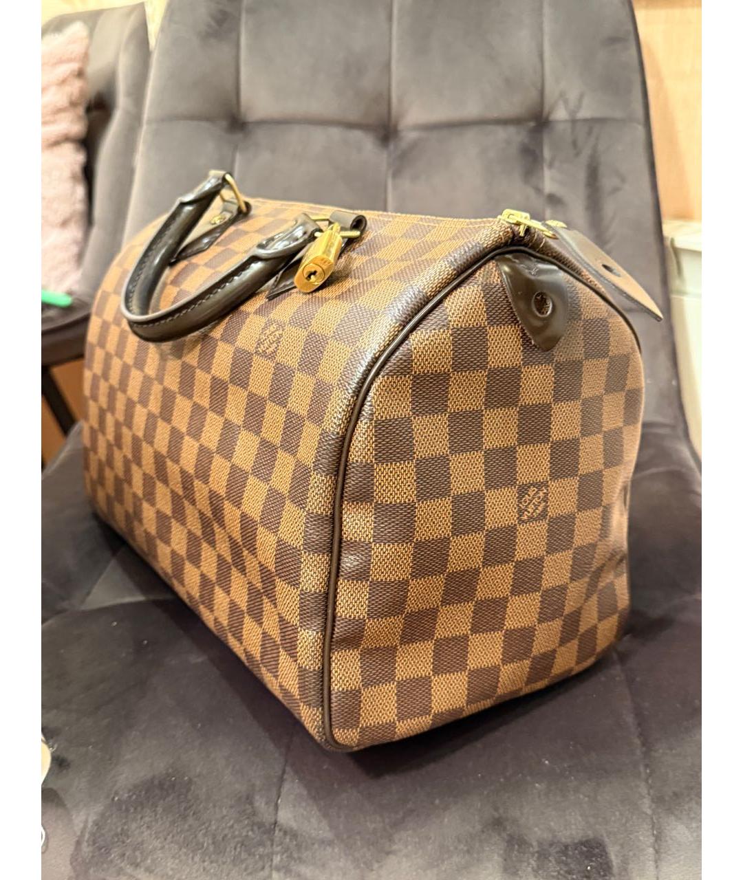 LOUIS VUITTON Коричневая кожаная сумка с короткими ручками, фото 2