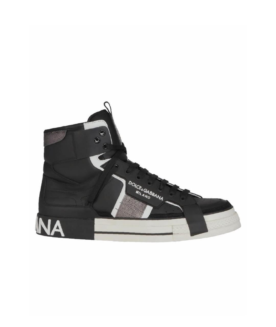 DOLCE&GABBANA Черные кожаные кеды, фото 1