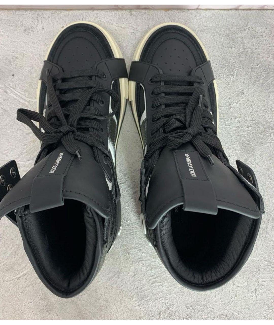 DOLCE&GABBANA Черные кожаные кеды, фото 3