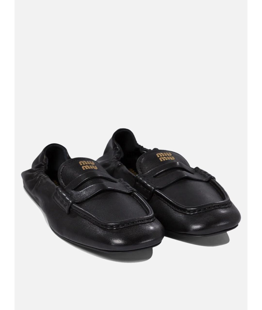 MIU MIU Черные кожаные лоферы, фото 2
