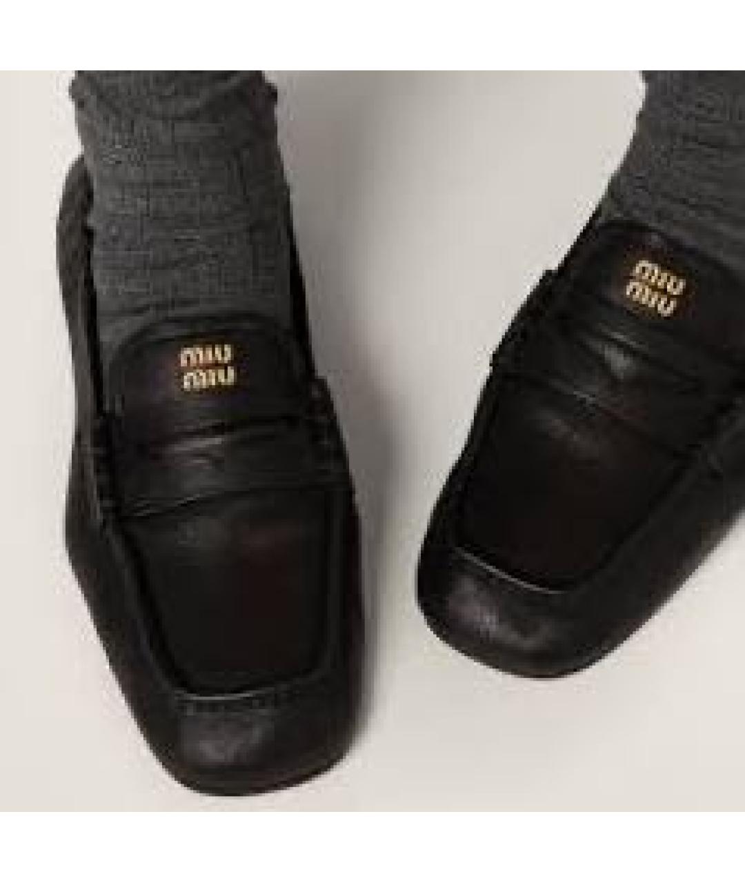 MIU MIU Черные кожаные лоферы, фото 3