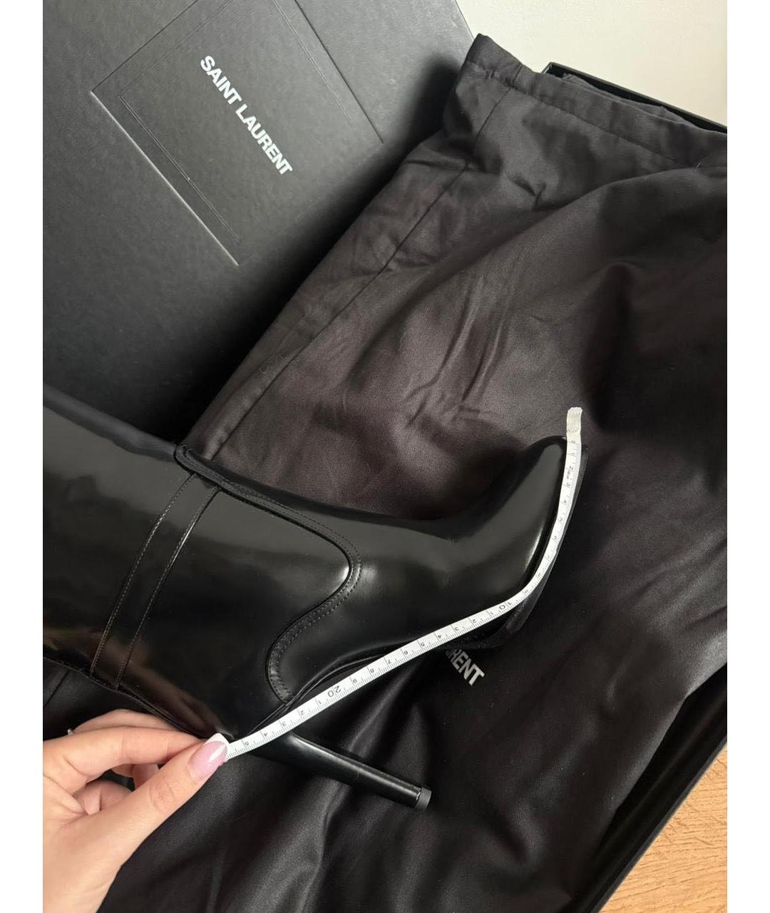 SAINT LAURENT Черные ботфорты из лакированной кожи, фото 7