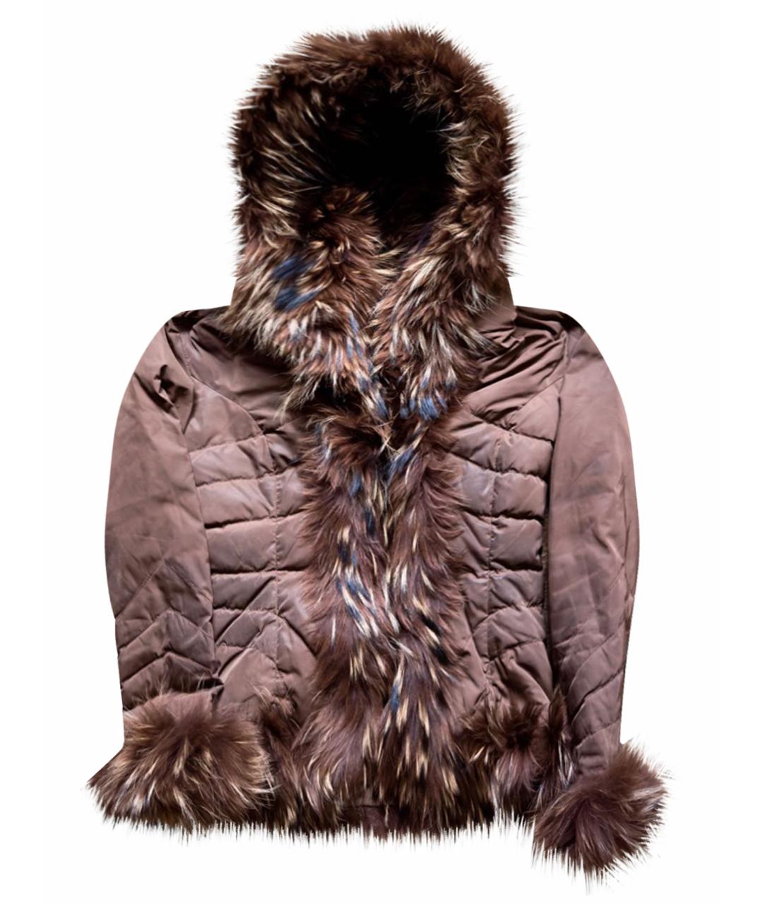 MONCLER Коричневый полиамидовый пуховик, фото 1