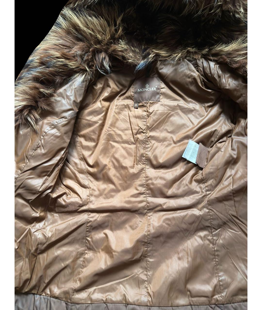 MONCLER Коричневый полиамидовый пуховик, фото 3