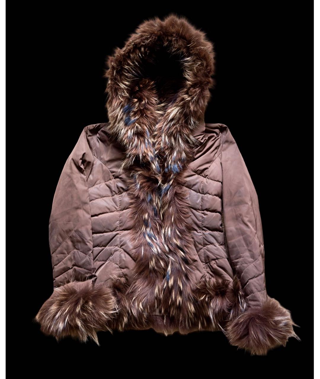 MONCLER Коричневый полиамидовый пуховик, фото 8