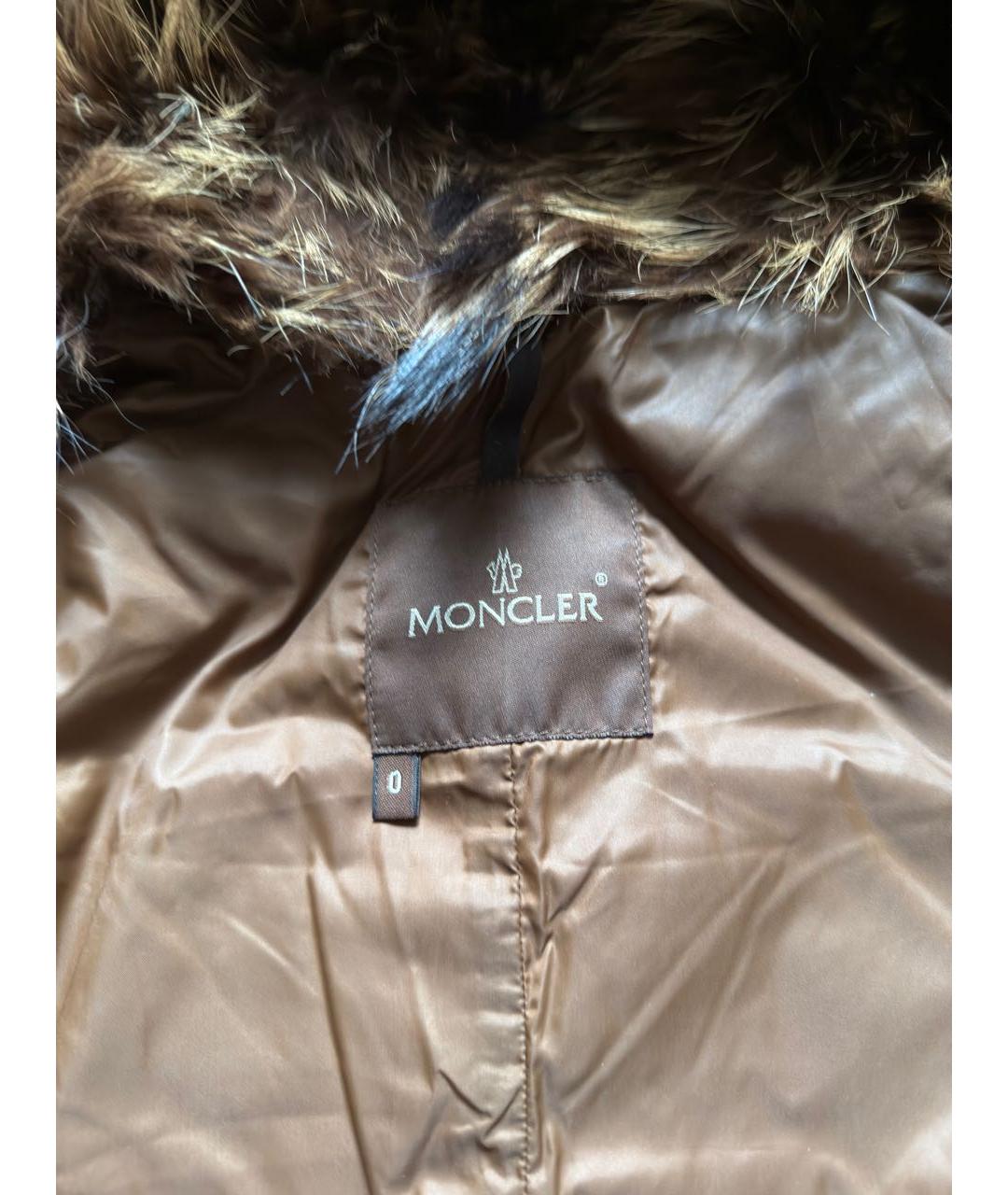 MONCLER Коричневый полиамидовый пуховик, фото 5