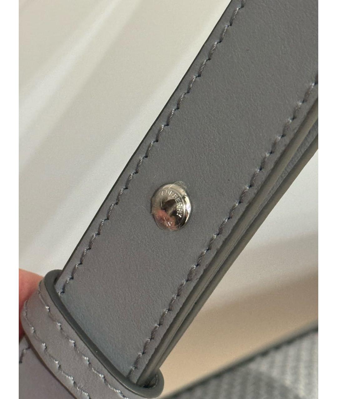 BURBERRY Серая кожаная сумка с короткими ручками, фото 7