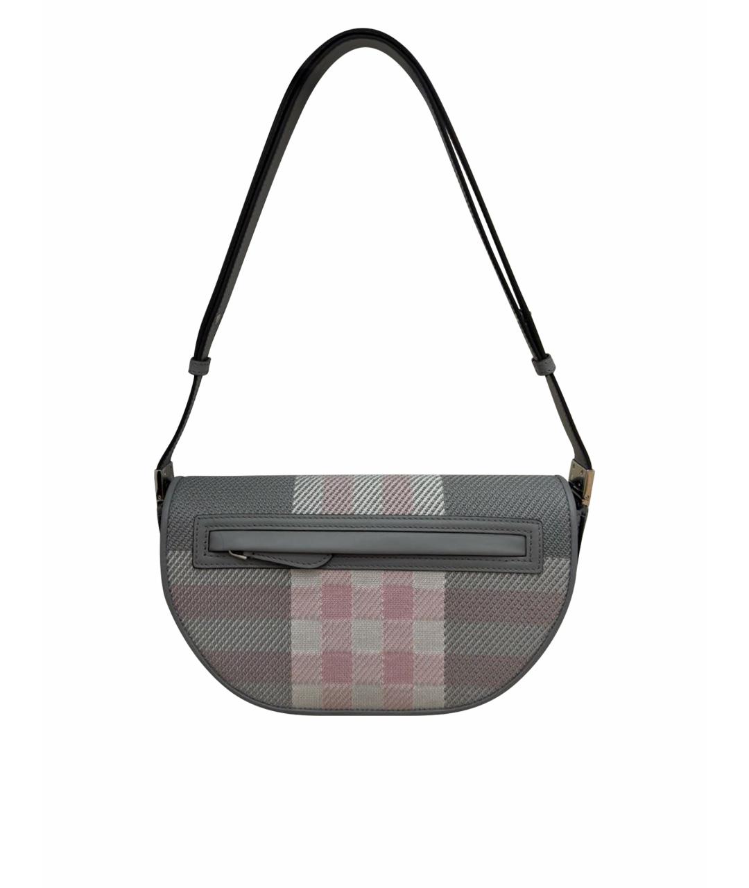 BURBERRY Серая кожаная сумка с короткими ручками, фото 1