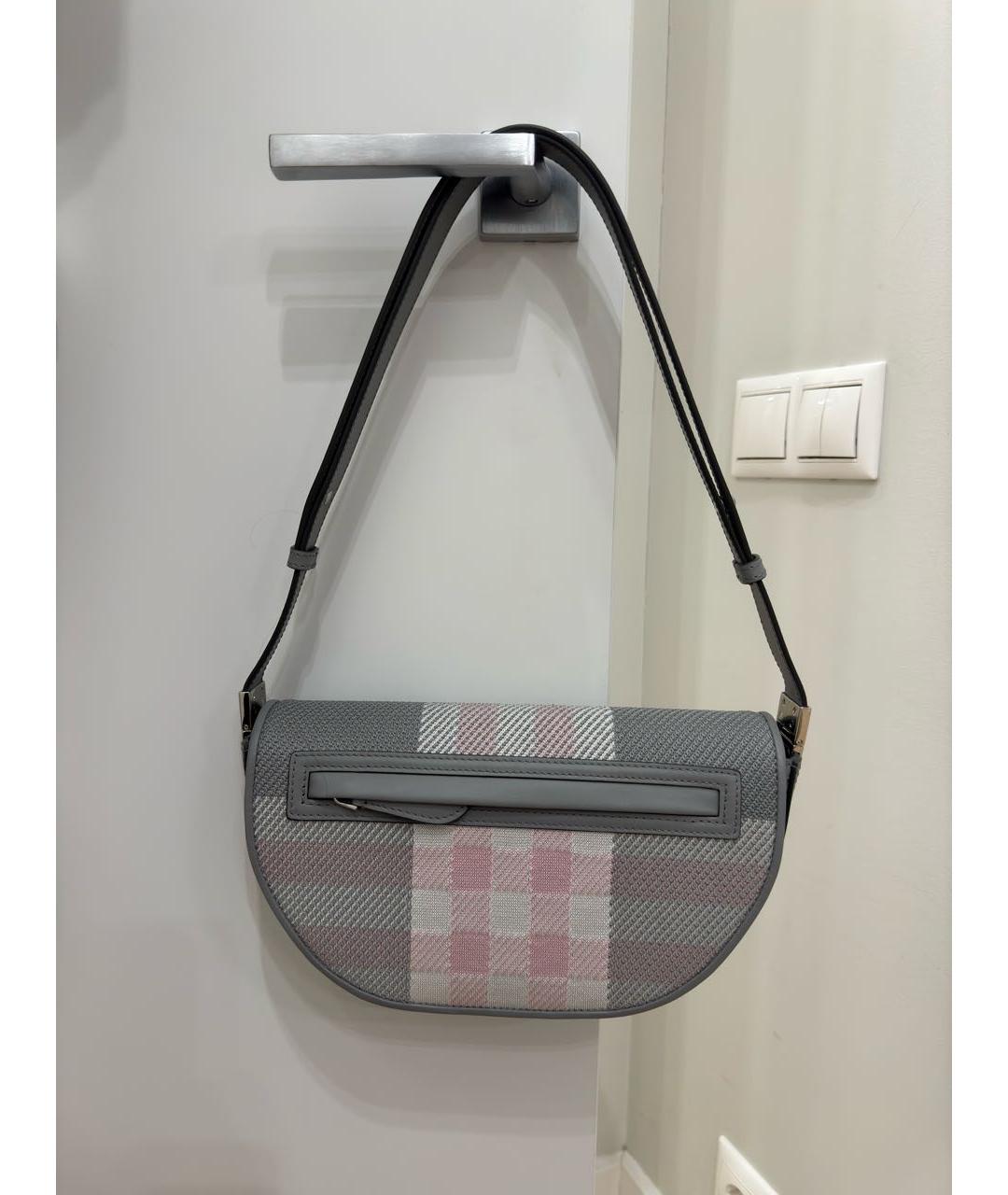 BURBERRY Серая кожаная сумка с короткими ручками, фото 9