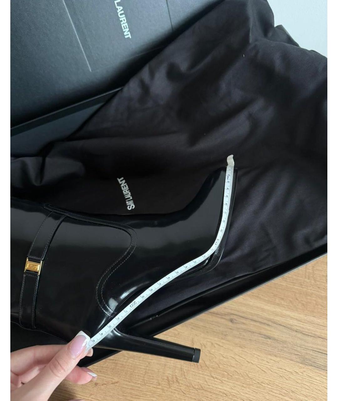 SAINT LAURENT Черные кожаные ботфорты, фото 6