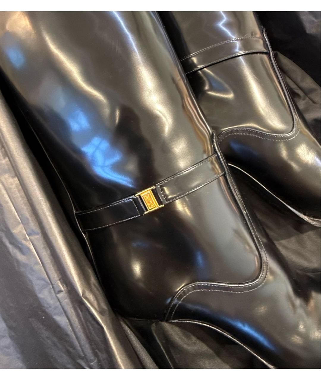 SAINT LAURENT Черные кожаные ботфорты, фото 3