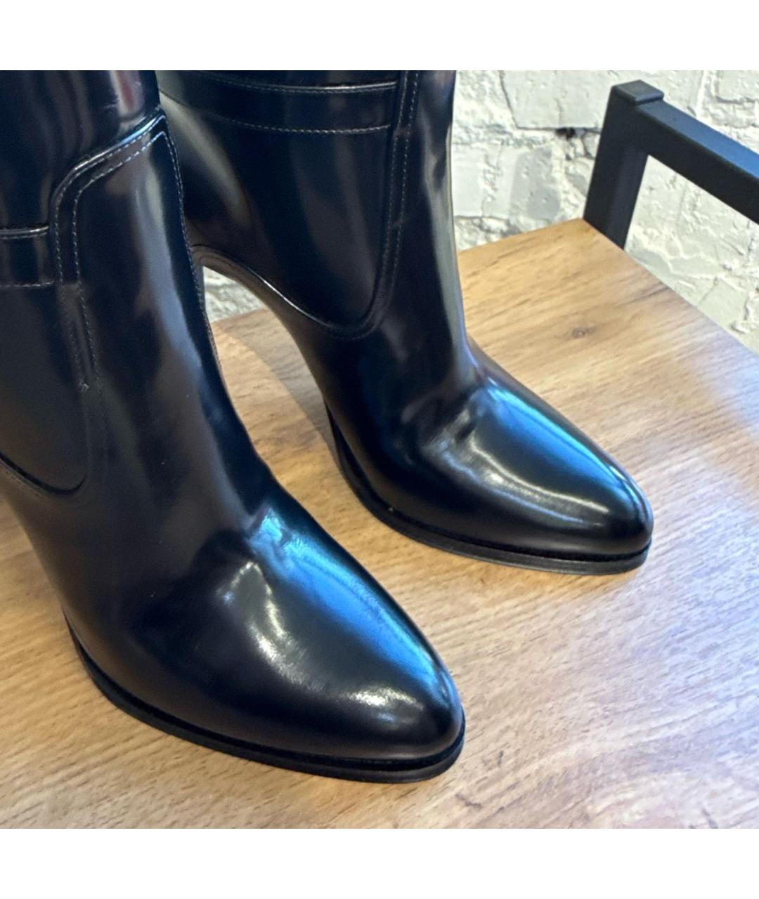 SAINT LAURENT Черные кожаные ботфорты, фото 5