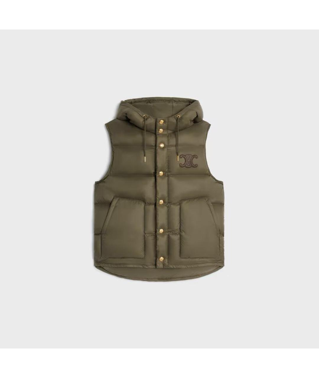 CELINE Хаки полиамидовый жилет, фото 4