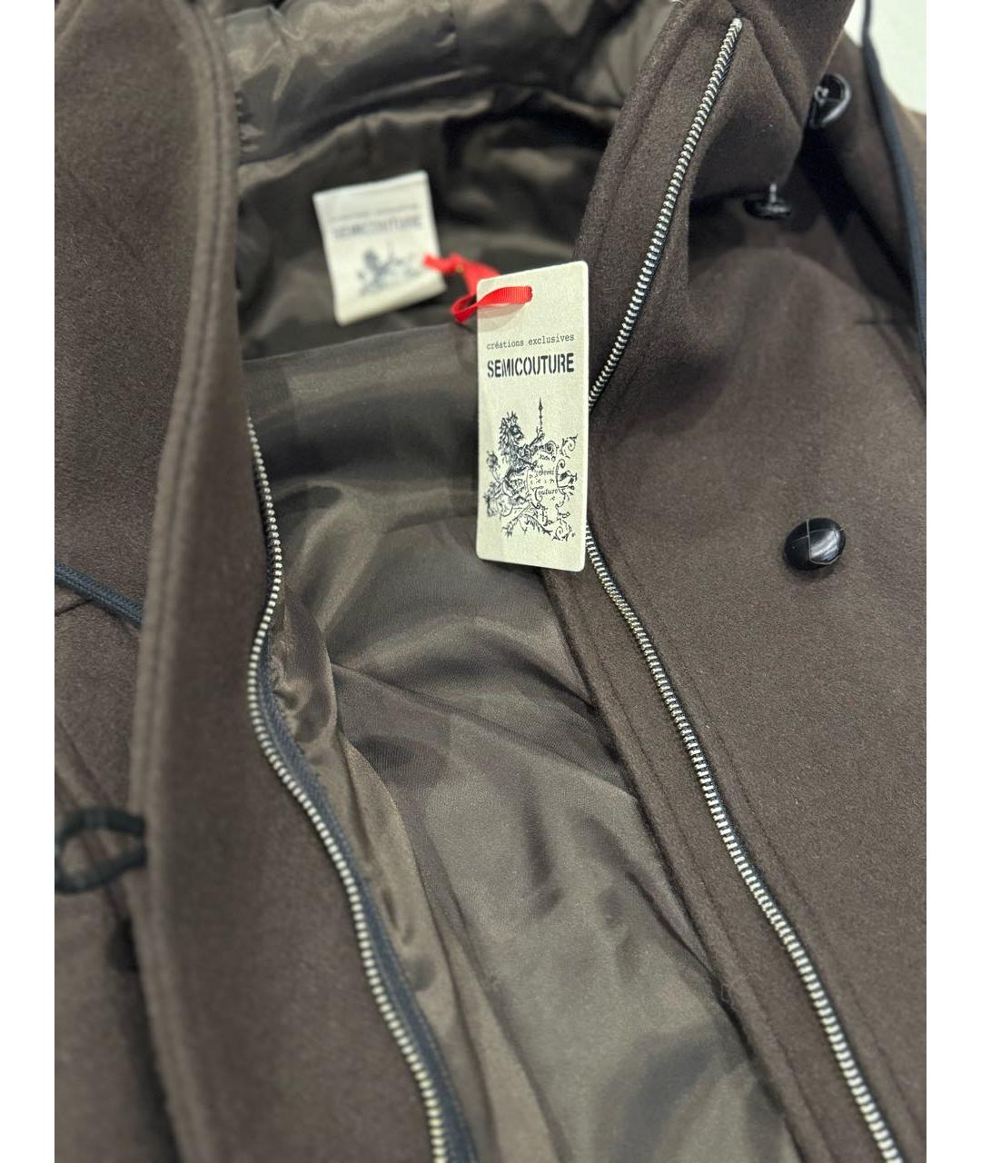 SEMICOUTURE Коричневое шерстяное пальто, фото 5
