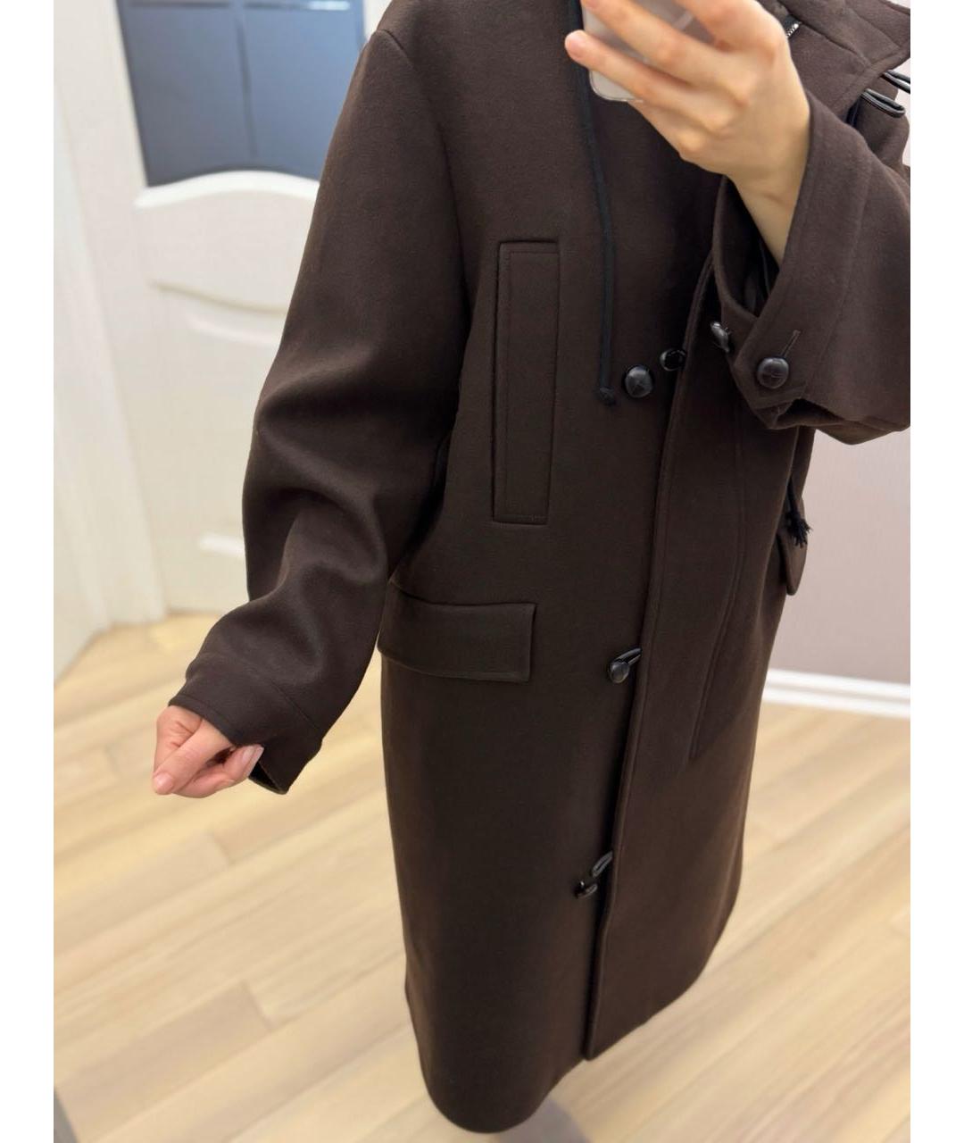 SEMICOUTURE Коричневое шерстяное пальто, фото 7